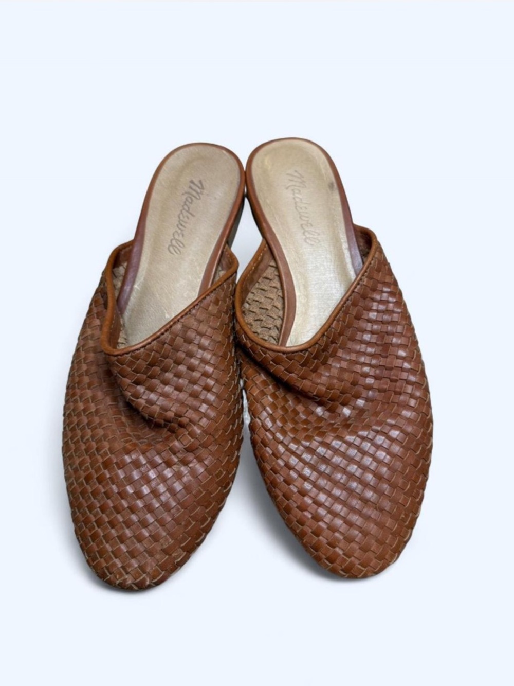 Madewell Woven Leather Mule Slides in Brown